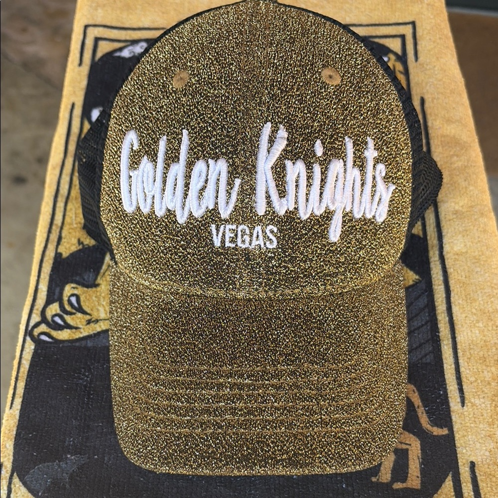 Golden Knights Vegas Glitter Baseball Cap - Gold